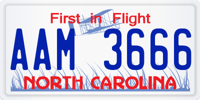 NC license plate AAM3666