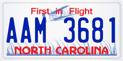 NC license plate AAM3681