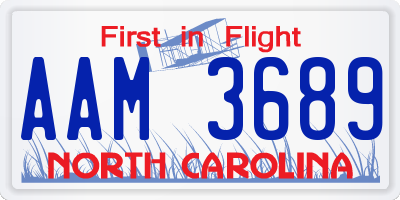 NC license plate AAM3689