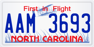 NC license plate AAM3693