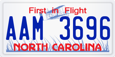 NC license plate AAM3696