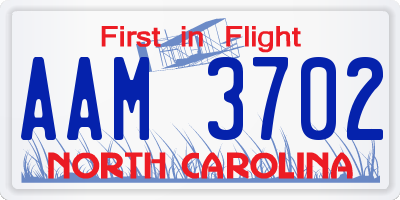 NC license plate AAM3702