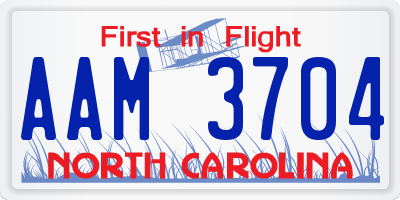 NC license plate AAM3704