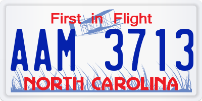 NC license plate AAM3713