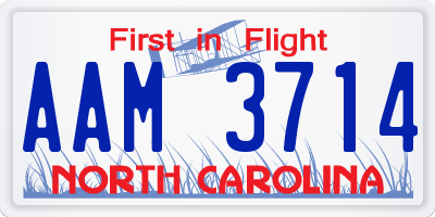 NC license plate AAM3714