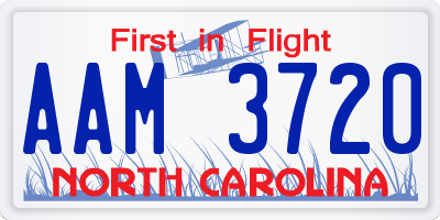NC license plate AAM3720