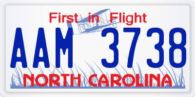 NC license plate AAM3738