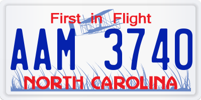 NC license plate AAM3740