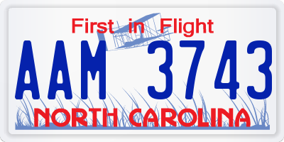 NC license plate AAM3743