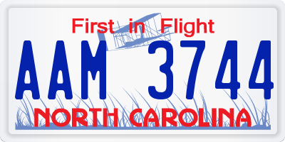 NC license plate AAM3744