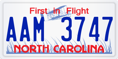 NC license plate AAM3747