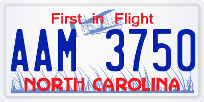 NC license plate AAM3750