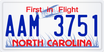 NC license plate AAM3751