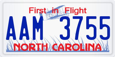 NC license plate AAM3755