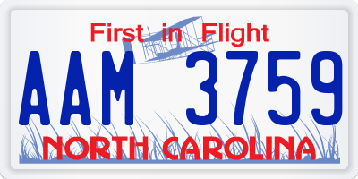 NC license plate AAM3759