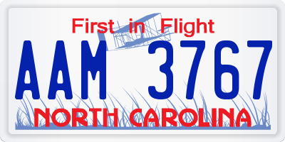 NC license plate AAM3767