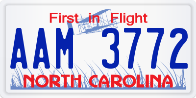 NC license plate AAM3772