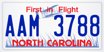 NC license plate AAM3788