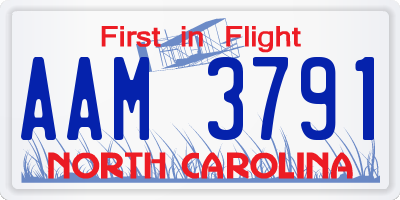 NC license plate AAM3791
