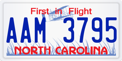 NC license plate AAM3795