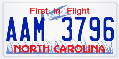 NC license plate AAM3796