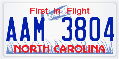 NC license plate AAM3804
