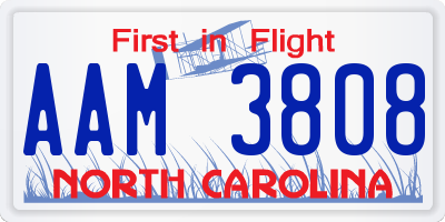 NC license plate AAM3808