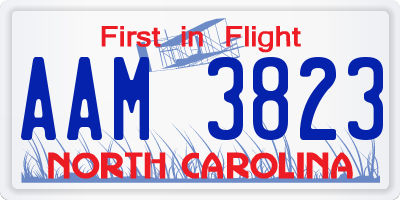 NC license plate AAM3823