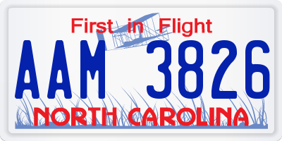 NC license plate AAM3826