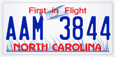 NC license plate AAM3844