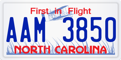 NC license plate AAM3850
