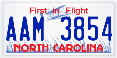 NC license plate AAM3854