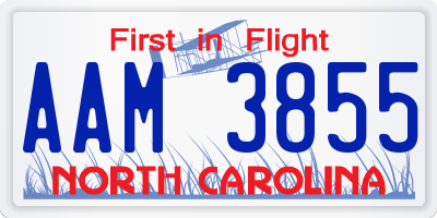 NC license plate AAM3855
