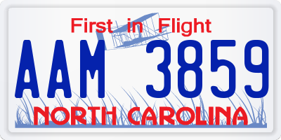 NC license plate AAM3859