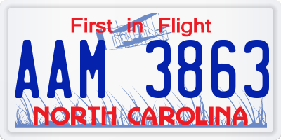 NC license plate AAM3863
