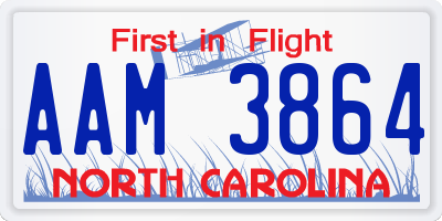 NC license plate AAM3864