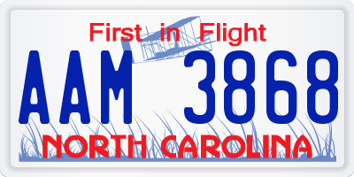 NC license plate AAM3868