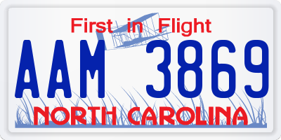 NC license plate AAM3869
