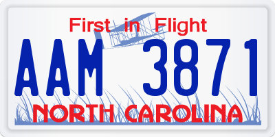 NC license plate AAM3871