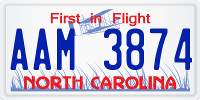 NC license plate AAM3874