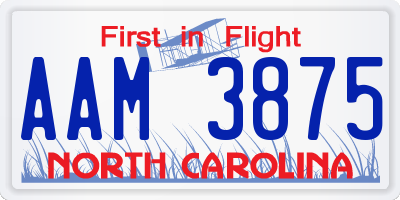 NC license plate AAM3875