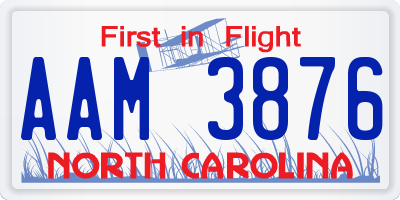 NC license plate AAM3876
