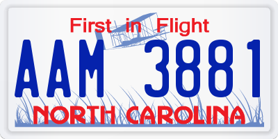 NC license plate AAM3881