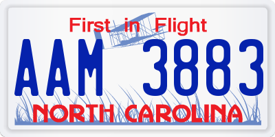 NC license plate AAM3883