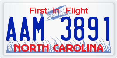 NC license plate AAM3891