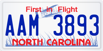NC license plate AAM3893