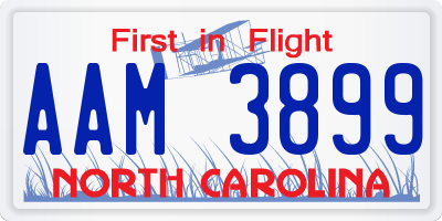 NC license plate AAM3899