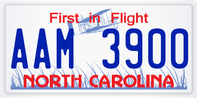 NC license plate AAM3900