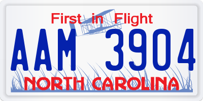 NC license plate AAM3904