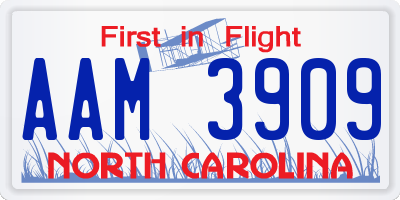NC license plate AAM3909